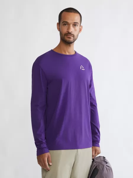 Purple Klättermusen Runa Scrambling Men's Organic Cotton Long Sleeve Tee Herren Tops Und Hemden