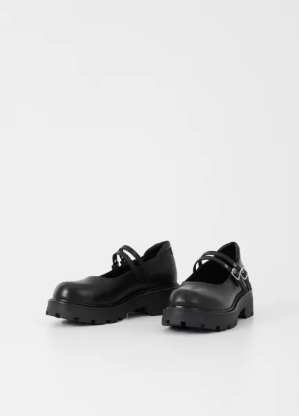 Schwarzes Leder Vagabond Cosmo 2.0 Schuhe Mary Janes Damen Rabattabzug