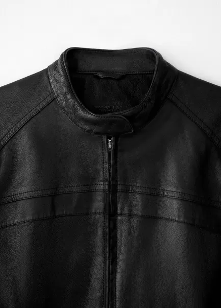 Schwarzes Leder Moto Jacket Damen Rabattabzug Vagabond The Moto Jacket